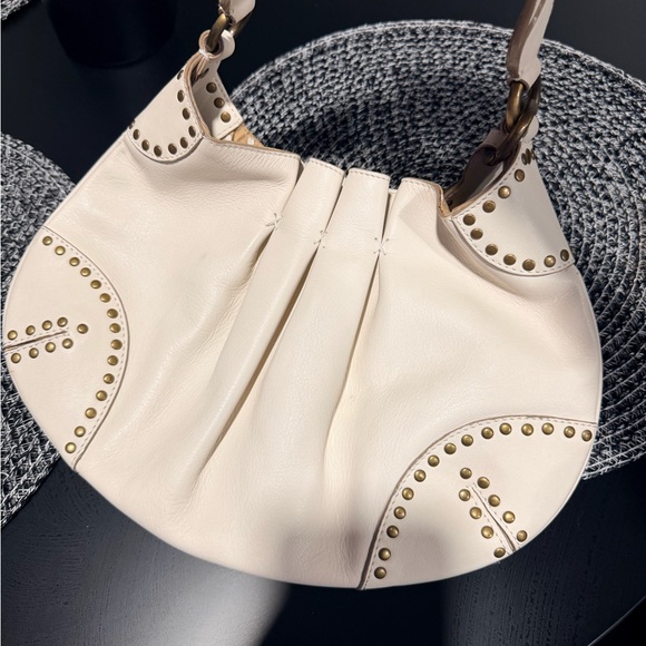 Moschino Cream Leather Studded Shoulder Bag - Picture 4 of 8